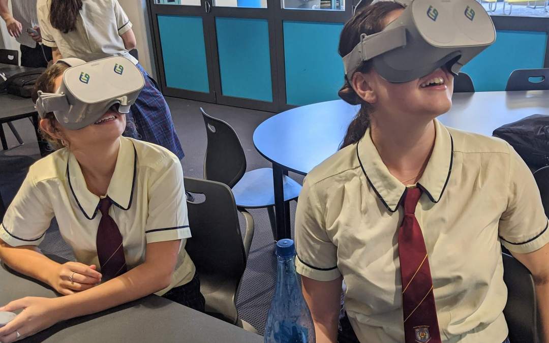 Student experiencing HealthConnectVR virtual reality experience