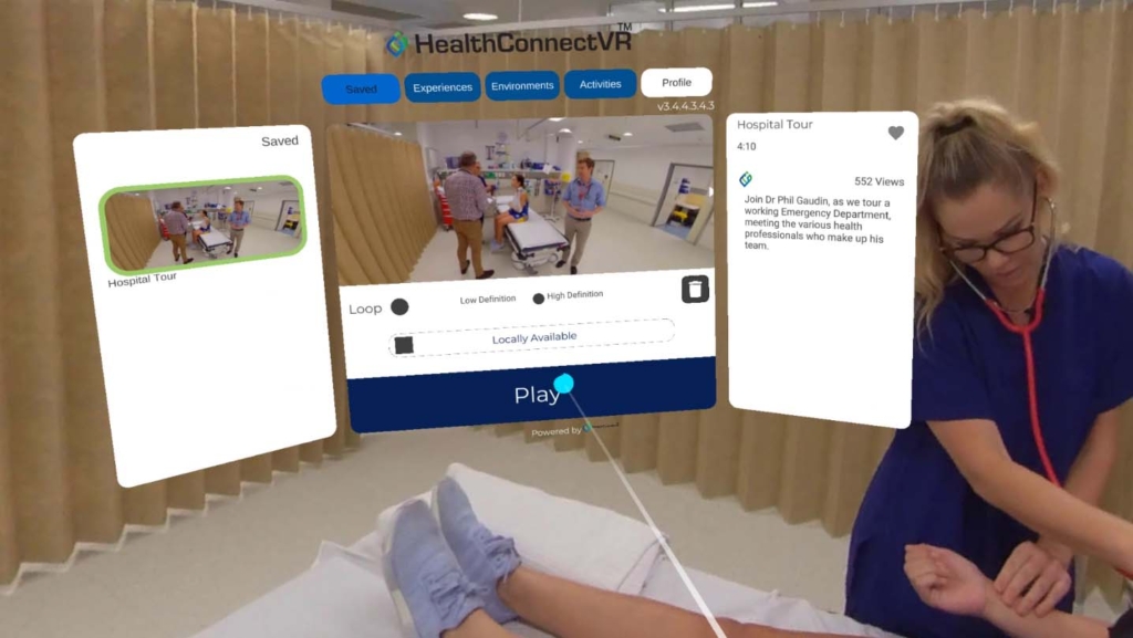 Custom VR & AR apps HealthConnectVR 360 Video experience