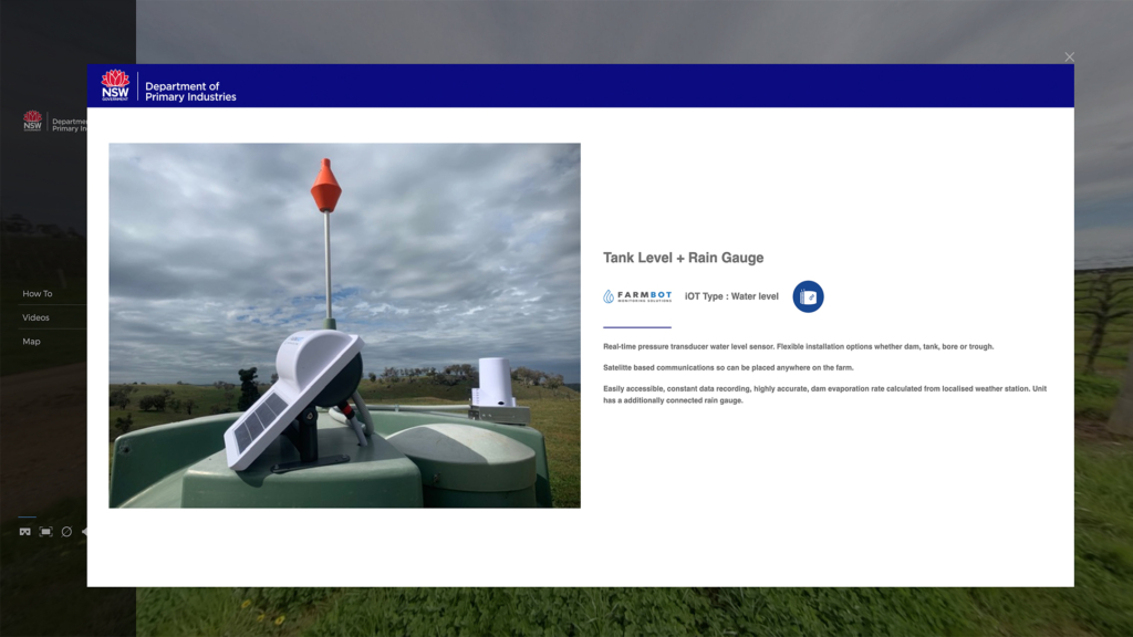 Farm Virtual Tour hotspot pop up for Farms of the Future NSW Department of Primary Industries