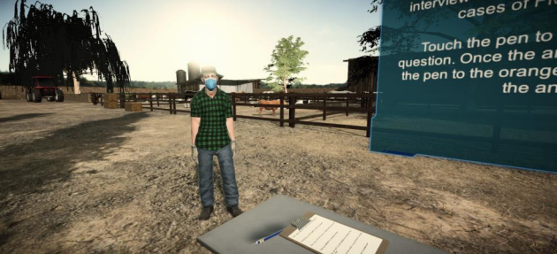 Example of xr technologies in agriculture:  Food and Mouth disease Virtual Reality training simulator developed by Novus Res